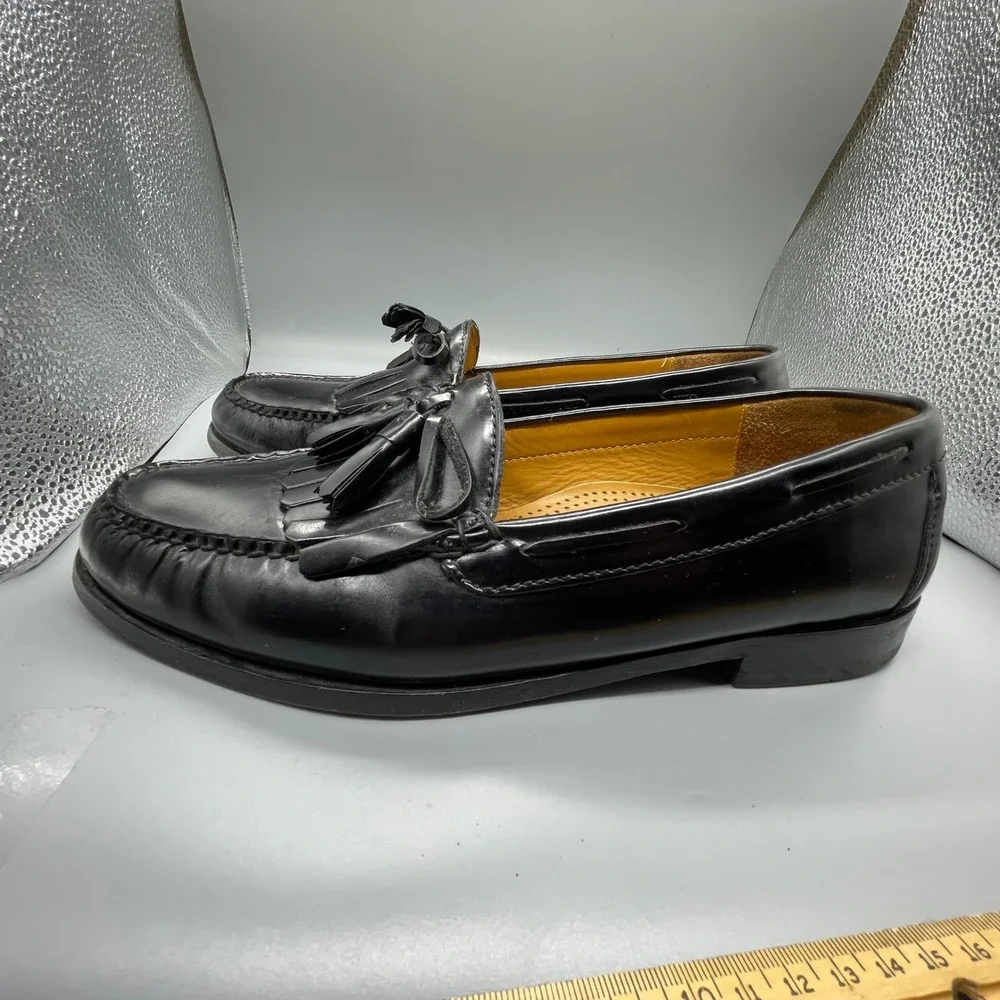 Cole Haan Mens Pinch Tassel Kiltie Loafers Black Leather Shoes C02691 Size 9.5 D